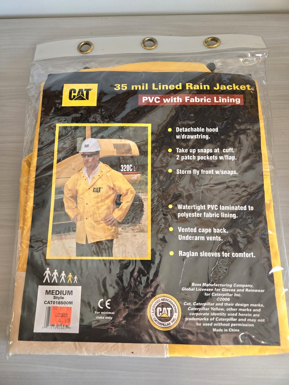 Caterpillar Yellow PVC-Lined Men’s Rain Jacket
